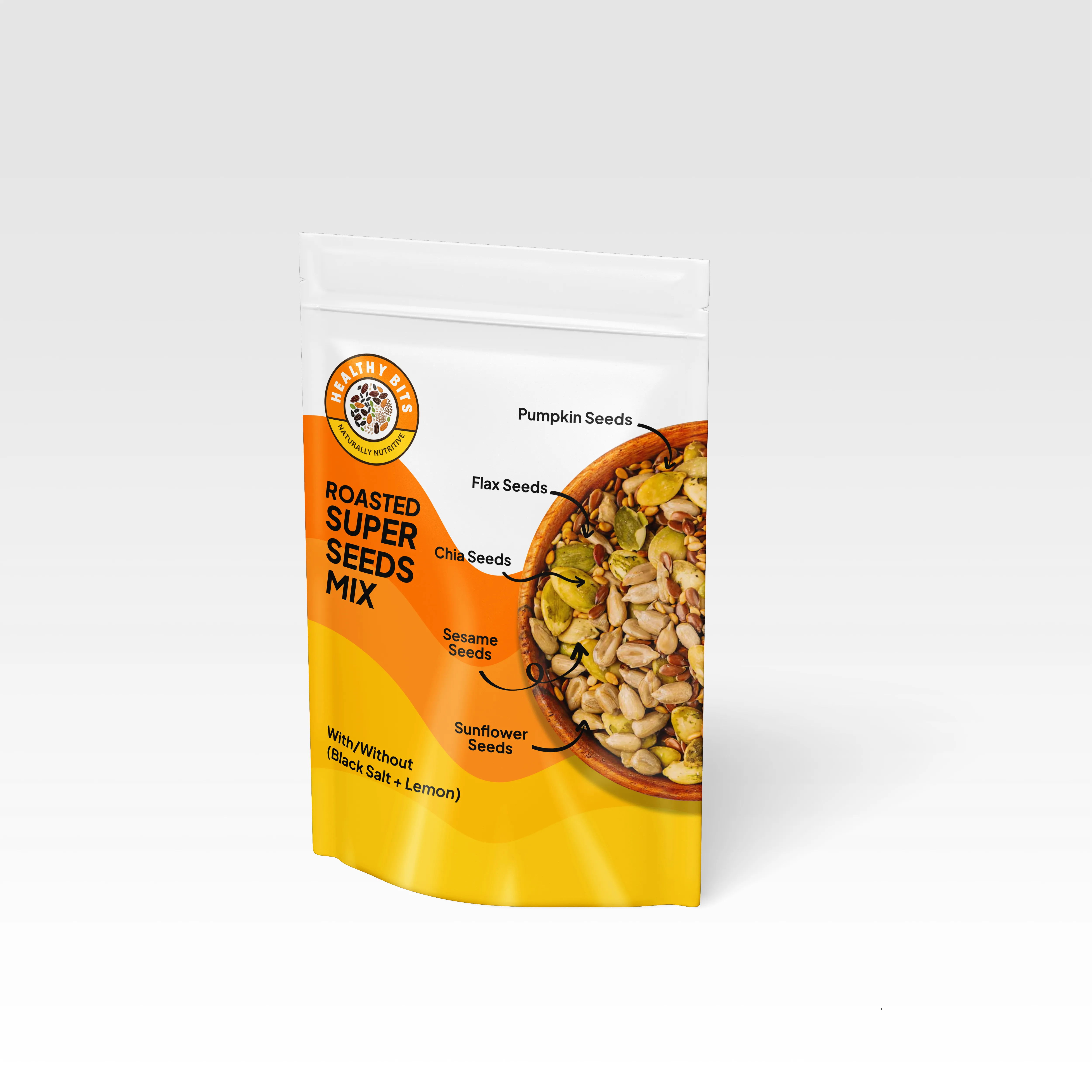 Healthy Bits tote bag with the brand logo and wellness slogan