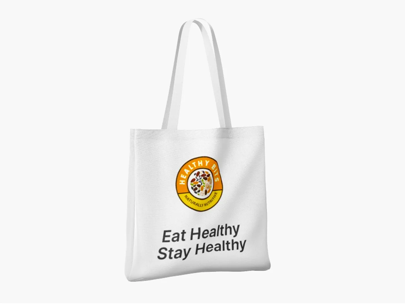 Healthy Bits mobile product card shown on a phone mockup